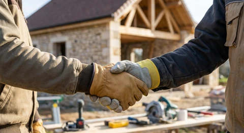 Chantier de construction en extérieur au coucher du soleil